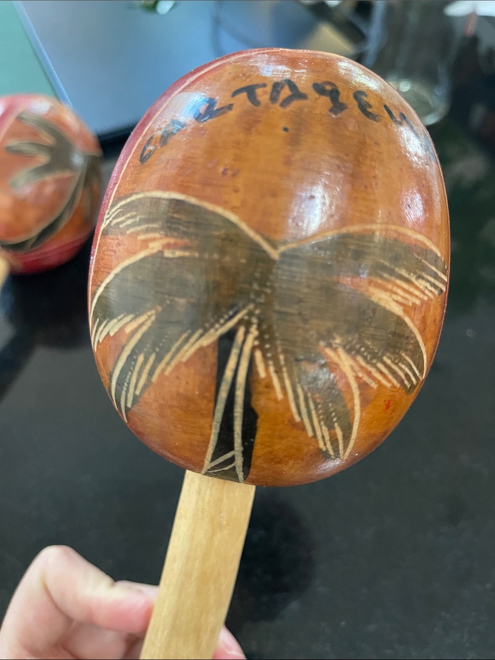Hand-Painted Red Wooden Maracas - Decorative Home Accent - Picture 5 of 5
